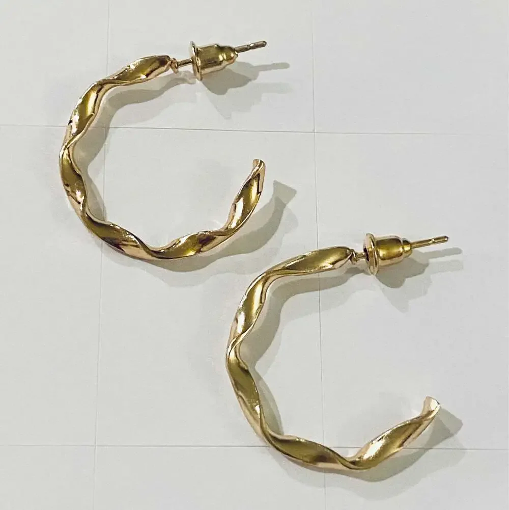 Gold Ruffled Hoop Earrings